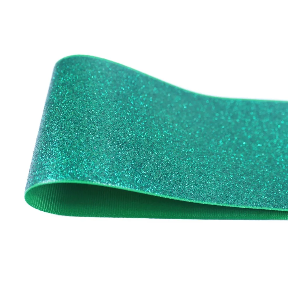 

T.R RIBBON 3'' 75mm full glitter grosgrain polyester sparkle sprayed ribbon Gift Wrap ribbon 580 emerald 10yards