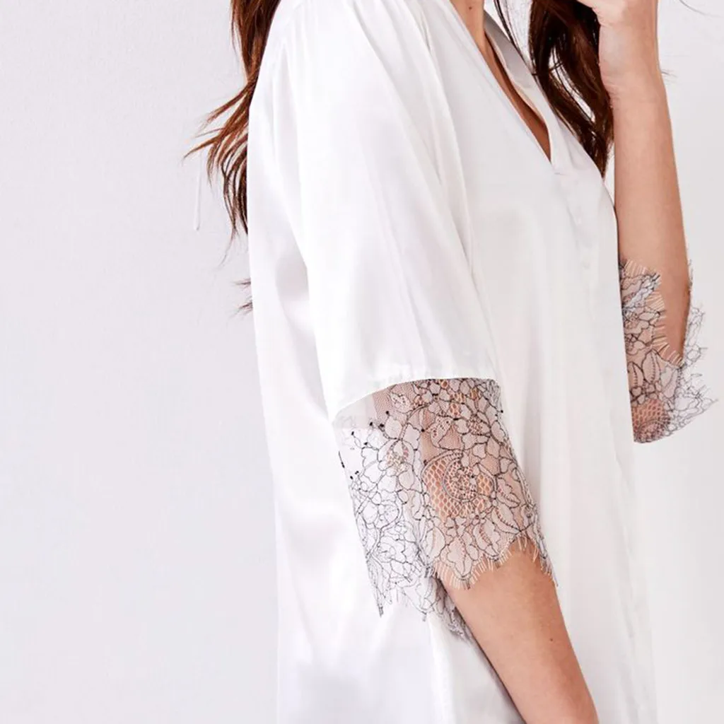 Женская пижама с коротким рукавом кружевное нижнее белье банный халат ночная