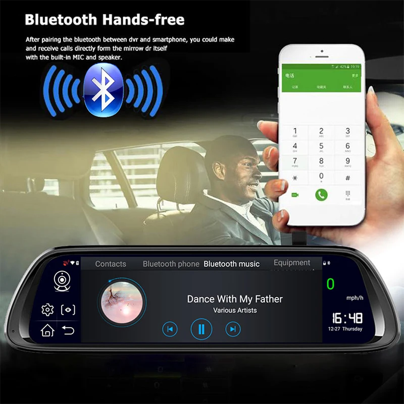 4G Touch IPS универсальная в комплекте Автомобильная камера заднего вида зеркало с GPS