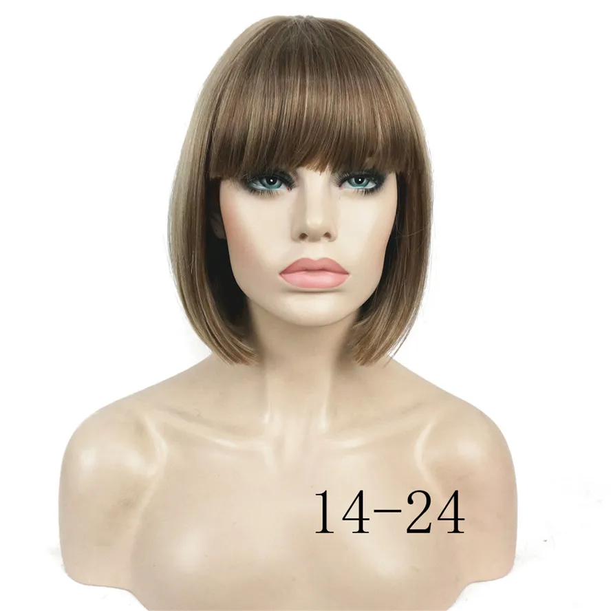 StrongBeauty 27 цветов женский парик синтетический черный/Блонд короткие прямые Аккуратные взрыва Боб Стиль волос полный парики
