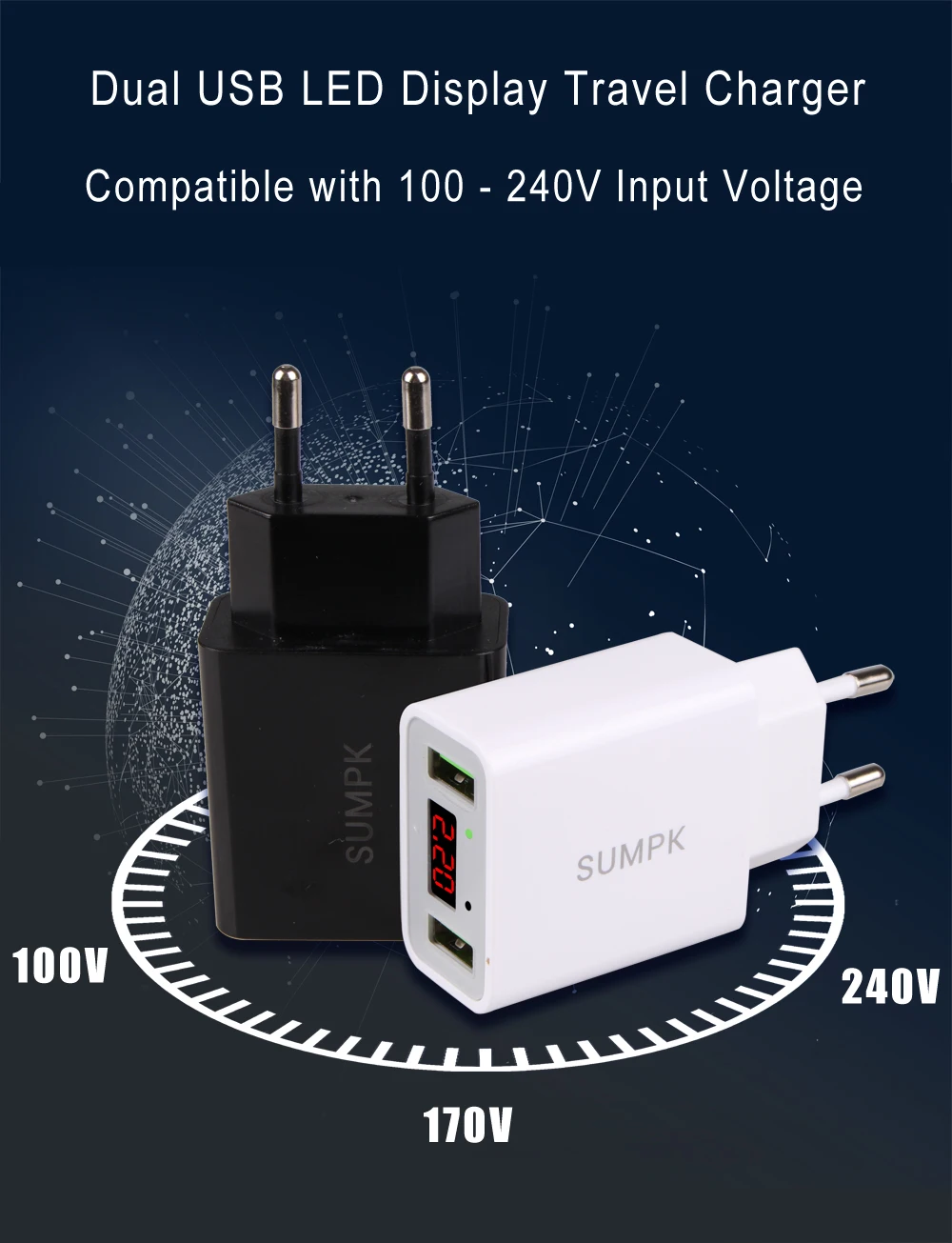 Зарядное устройство для сотового телефона SUMPK с USB разъемом 5 В 2 А|Зарядные