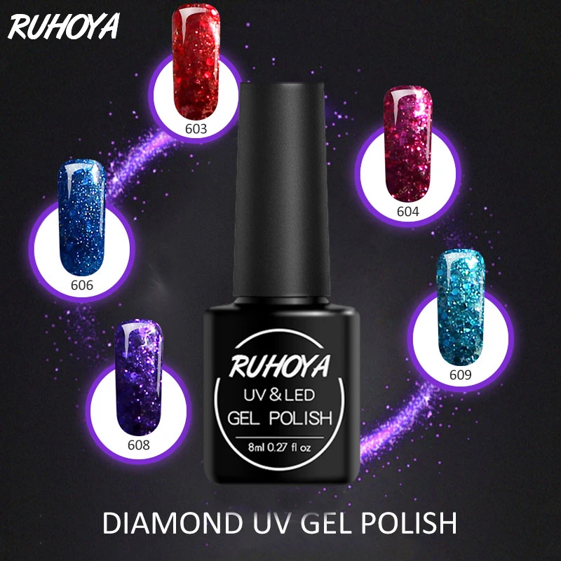 Ruhoya 8 мл Профессиональный Гель лак для ногтей дизайн маникюра долговечный УФ 3D