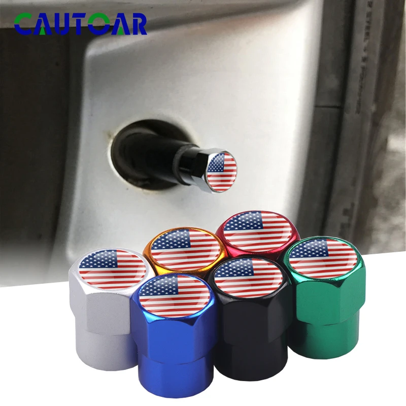 

4Pcs Car Styling USA US America Flag Logo Car Wheel Tire Valve Caps for Ford Chevrolet GMC Chrysler Cadillac Accessories