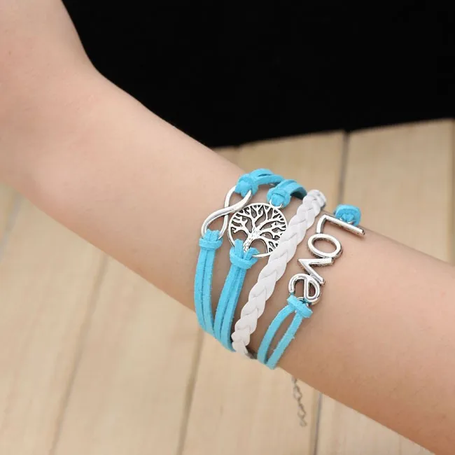 Хиппи модные Бесконечность Дерево жизни Люблю Сплав Очарование Веревки Кожаный