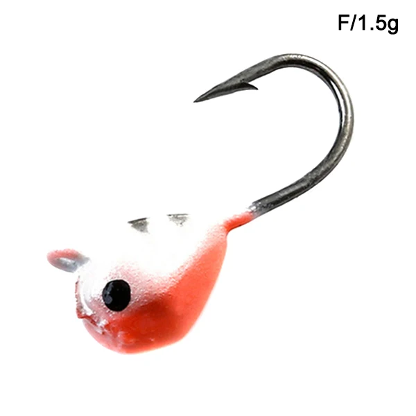 F 1.5g 5 Pcs Winter Ice Fishing Hook Lure Mini Metal Bait Fish Head Hook Bait Jigging Fishing Tackle KH889 - Цвет: F 1.5g