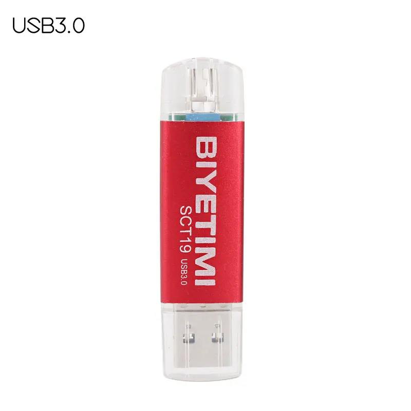 USB флеш-накопитель Biyetimi OTG Usb 3,0 64G быстрая вспышка 16G флеш-накопитель 32G флеш-накопитель U Stick двойной разъем для смартфона Android - Цвет: Красный