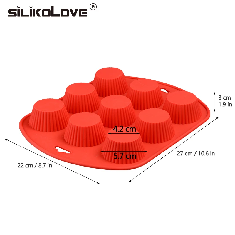SILIKOLOVE 9 полости формы для выпечки Инструменты Силиконовые пирожные Пан Плесень DIY Маффин кекс формы для Мусса торт Хлеб Форма для шоколадной выпечки