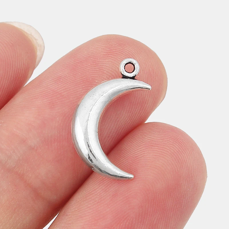 

40pcs Moon Charms Pendant For Diy Bracelet Bangle Necklace Earring Jewelry Making Accessories Findings 18*11mm