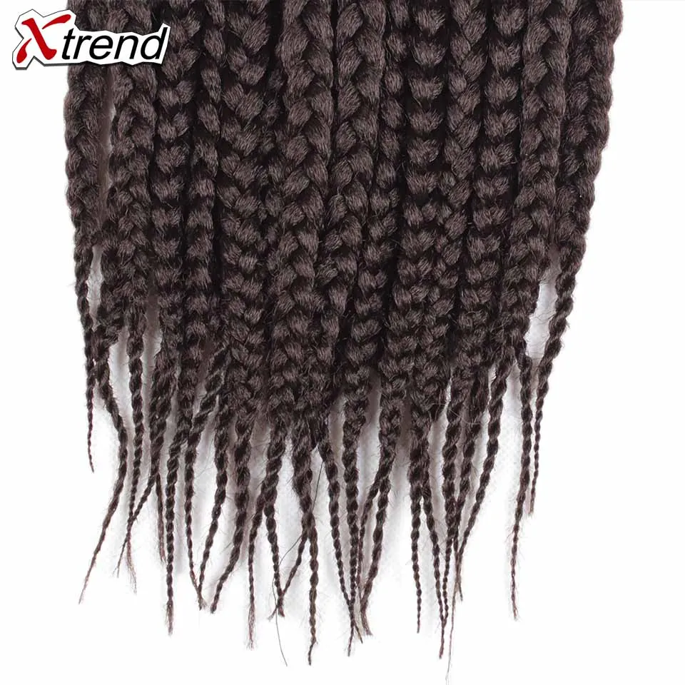 Xtrend, вязанные крючком косички, волосы, 14 дюймов, 12 корней, синтетические косички, пряди для наращивания, черные, бордовые, термостойкие