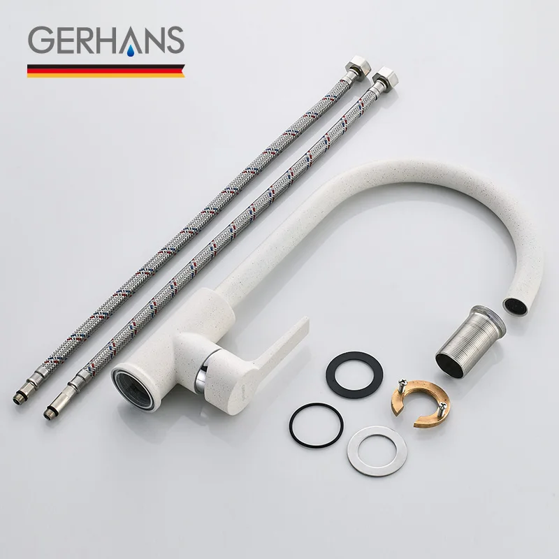 GERHANS Irismart высокий кухонный кран с высоким Изливом, белый бар, смесители, современный полностью латунный водопроводной кран, смеситель для раковины, кран для кухни K14084