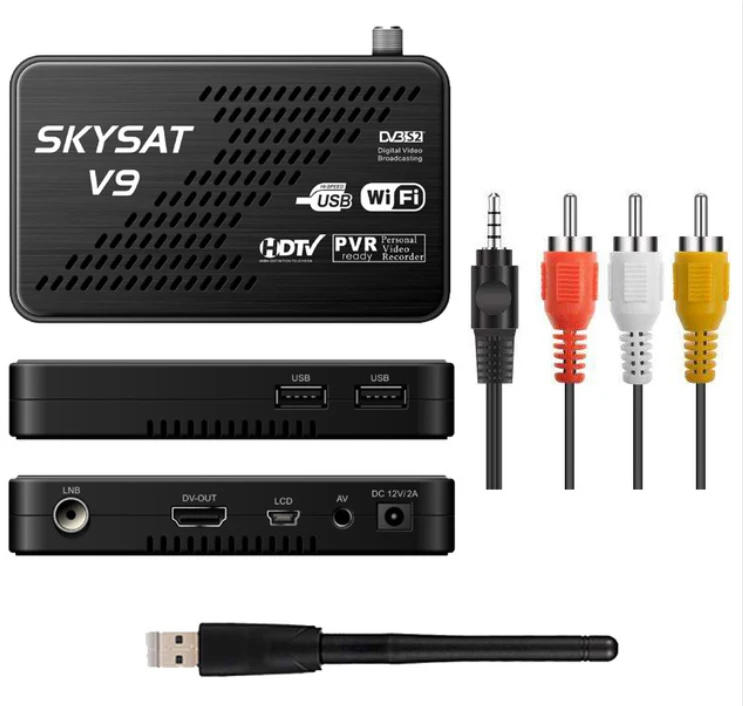 Footballtv Испания V9 CCCams Newcamd DVB-S2 приемник SKYSAT V9 поддержка WiFi 3g Youtube PVR PowerVu Biss Full HD MPEG-4 телеприставка - Цвет: 33.99