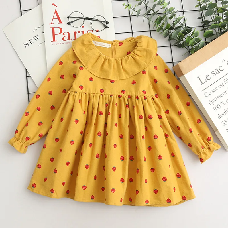 Spring and Autumn New Girls Dress Fashion Full Print Flower Bow Long Sleeve Children's clothings | Детская одежда и обувь