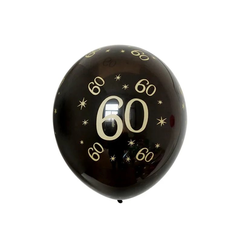 60th black День рождения воздушные шары 5 шт. надувные шары с конфетти 12 дюймов латексные шары Globos 18 21 30 40 50 60 Юбилей воздушные шары на день - Цвет: 60th black