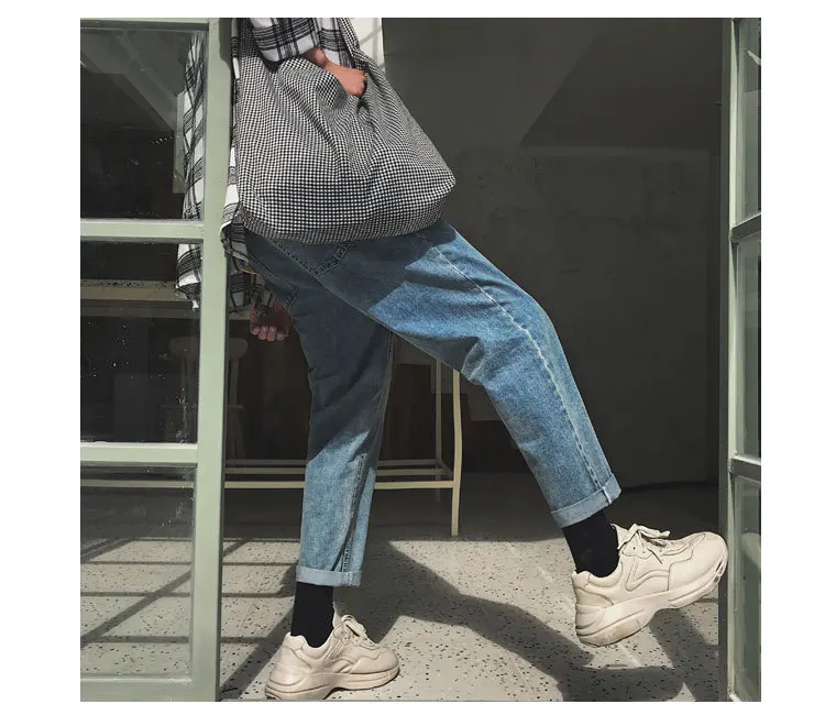 Мужские модные брендовые мешковатые классические джинсы синие прямые повседневные штаны мужские свободные байкерские джинсовые брюки размер M-2XL