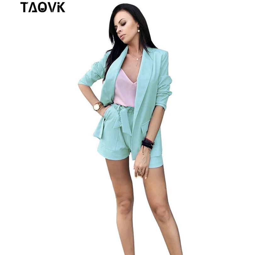 TAOVK, рабочая одежда, короткие штаны, костюм для женщин, лето, весна, с длинными рукавами, блейзер с шортами, OL, офисные, женские, официальные костюмы