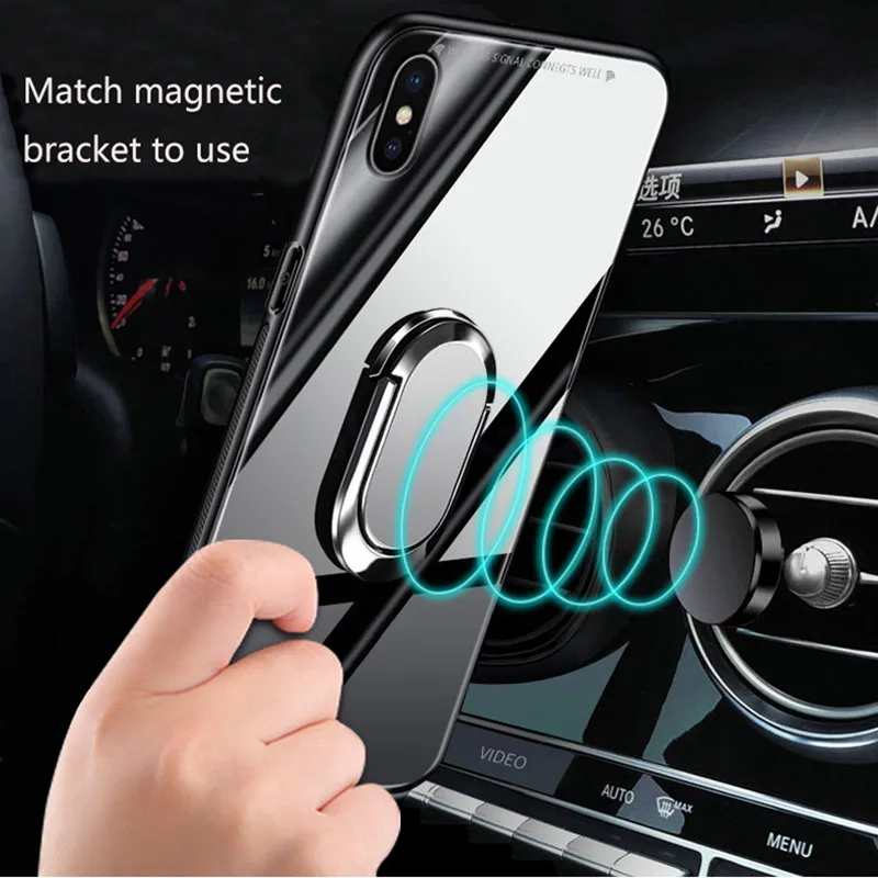 Магнитный автомобильный держатель чехол из закаленного стекла для iPhone 11 Pro Max X XR XS