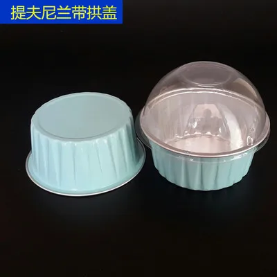 Tiffany Blue 100 наборов квадратные/чашки для тортов с сердечками/лунные лотки для тортов/коробки для тортов из алюминиевой фольги с крышками/ложками - Цвет: Tiffany Blue