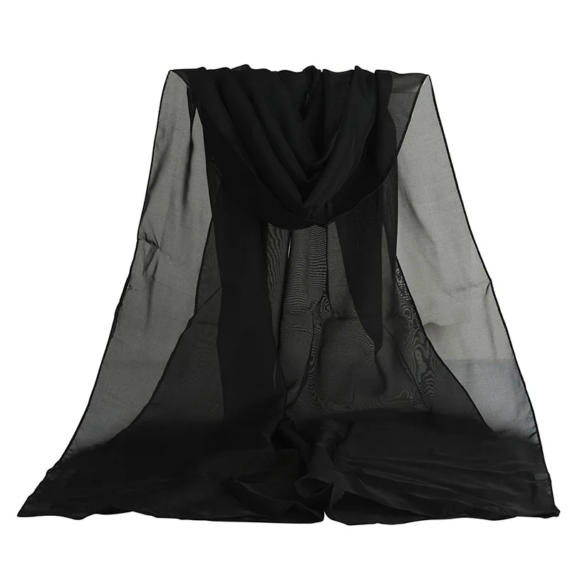 Шарф тонкий шифон шелк аксессуары для шарфа однотонные женские летние накидка от