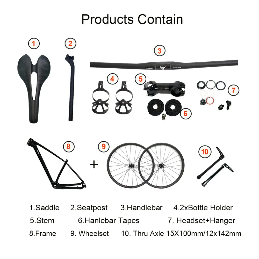Carbon bike 29er mountain bike double disc brake 29 27.5er wheel bicycle frame group 15 17 1" complete bike without groupset