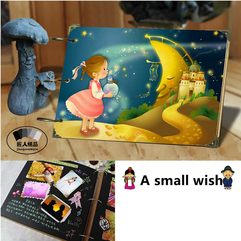 Высококачественный самодельный дешёвый фотоальбом с надписью Wish Moon для девочек