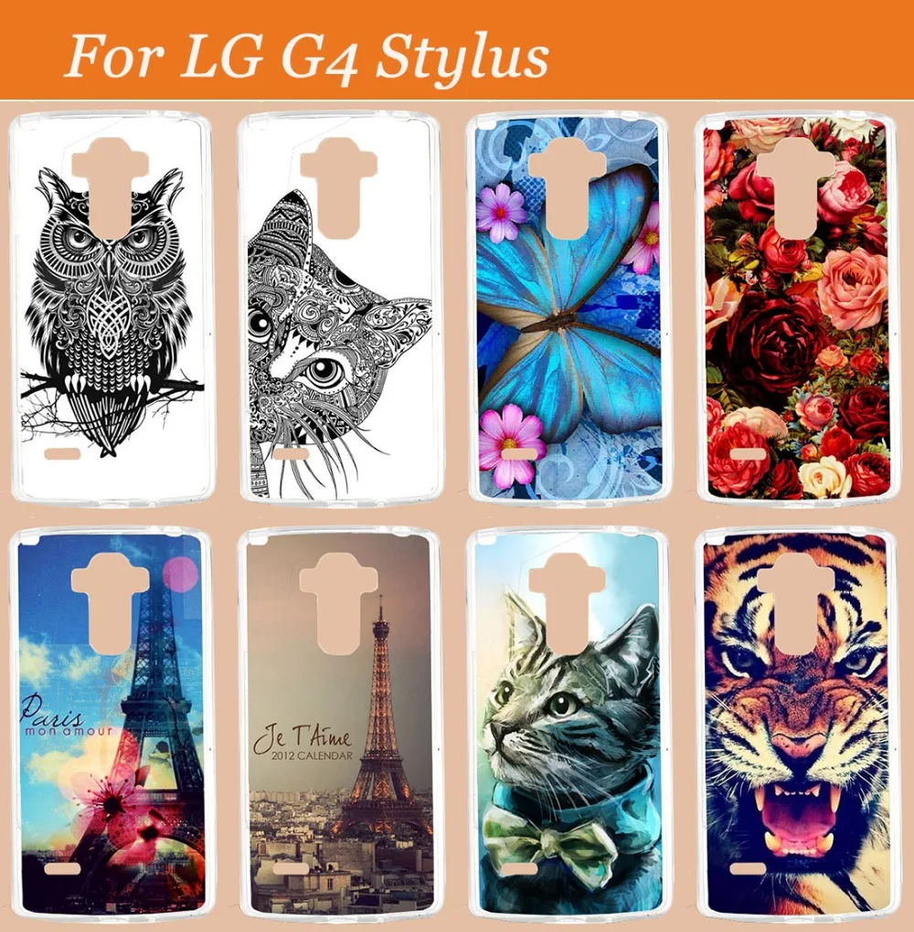 Для LG G4 Стилусы чехол 14 моделей живопись цветной тигр лев Сова розы Жесткий PC для