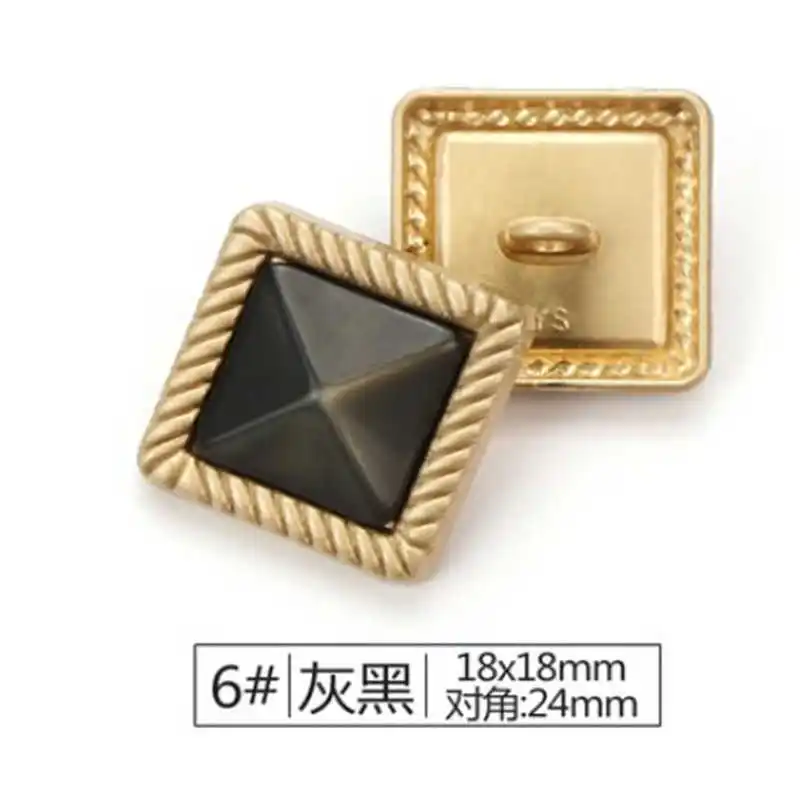 gray black 18x18mm 5 шт. высокое количество белый желтый диаметр 18-25 мм металлические пуговицы с бриллиантами, аксессуары для одежды, рубашки, брендовые пуговицы, TQ4 - Цвет: gray black 18x18mm