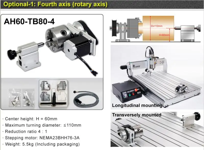 4 оси YOOCNC 8060Z гравировальный станок с ЧПУ 1500 Вт большая рекламная металлическая
