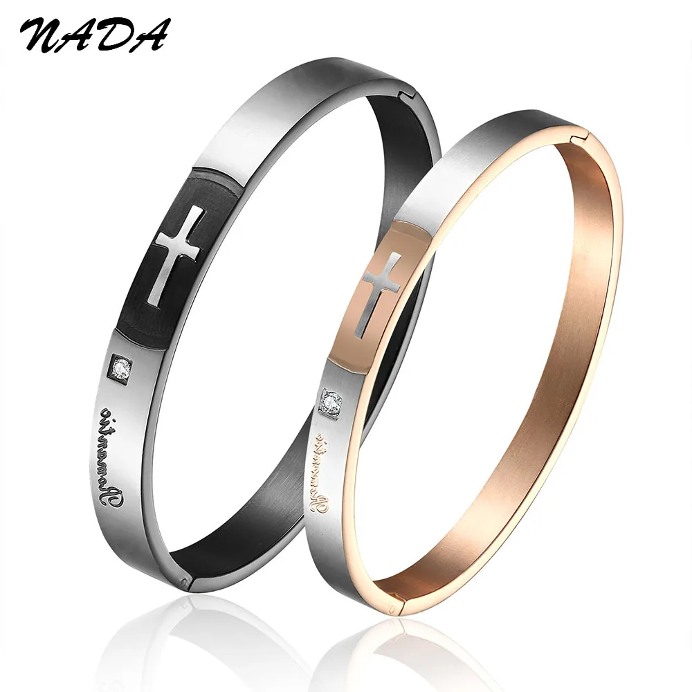 Мода кристалл розового золота пары браслет для пар винт ювелирных изделий Титан