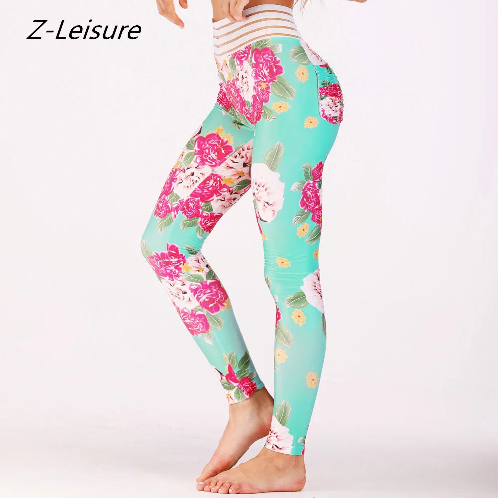 2018 г. Модные женские спортивные LeggingsWomen Фитнес Высокая Талия штаны для йоги с