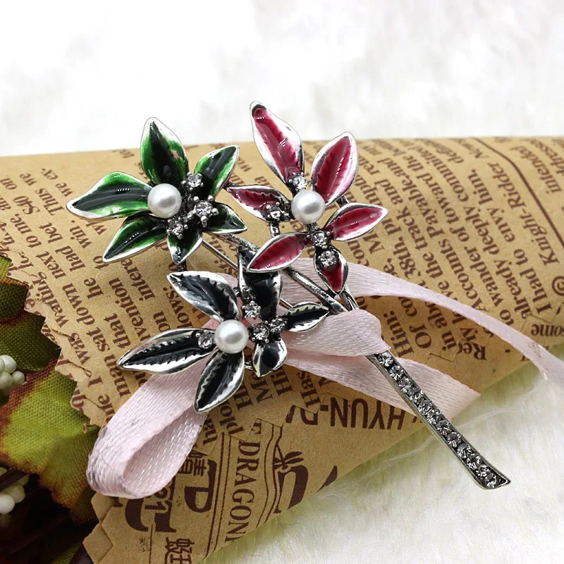 Фантазийные 3 Цвета изысканный стразы цветок броши для женщин женские винтажные