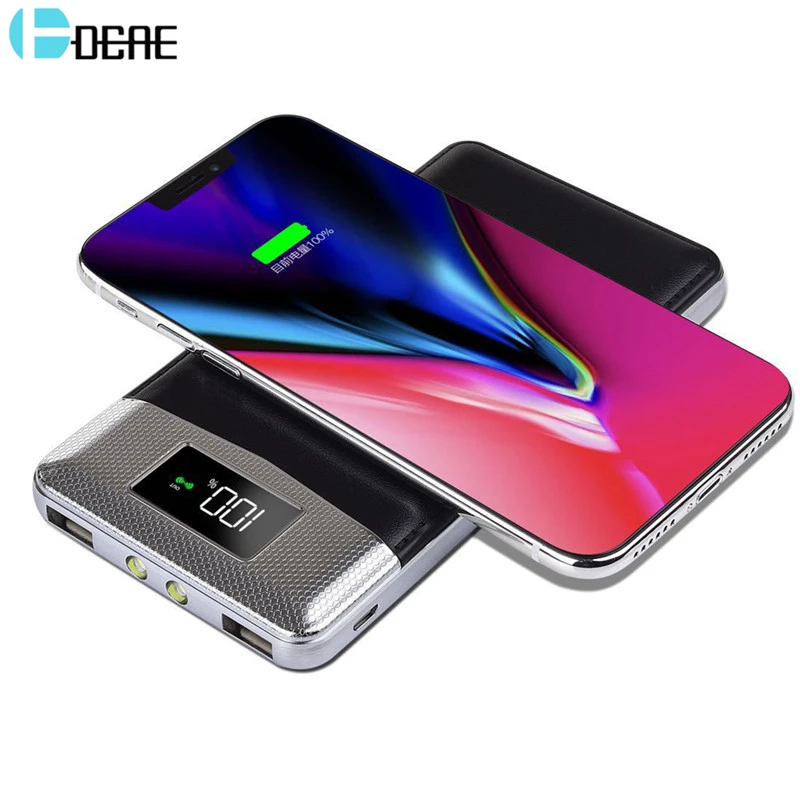 Qi Беспроводное зарядное устройство с двойным USB внешним аккумулятором для iphone XS