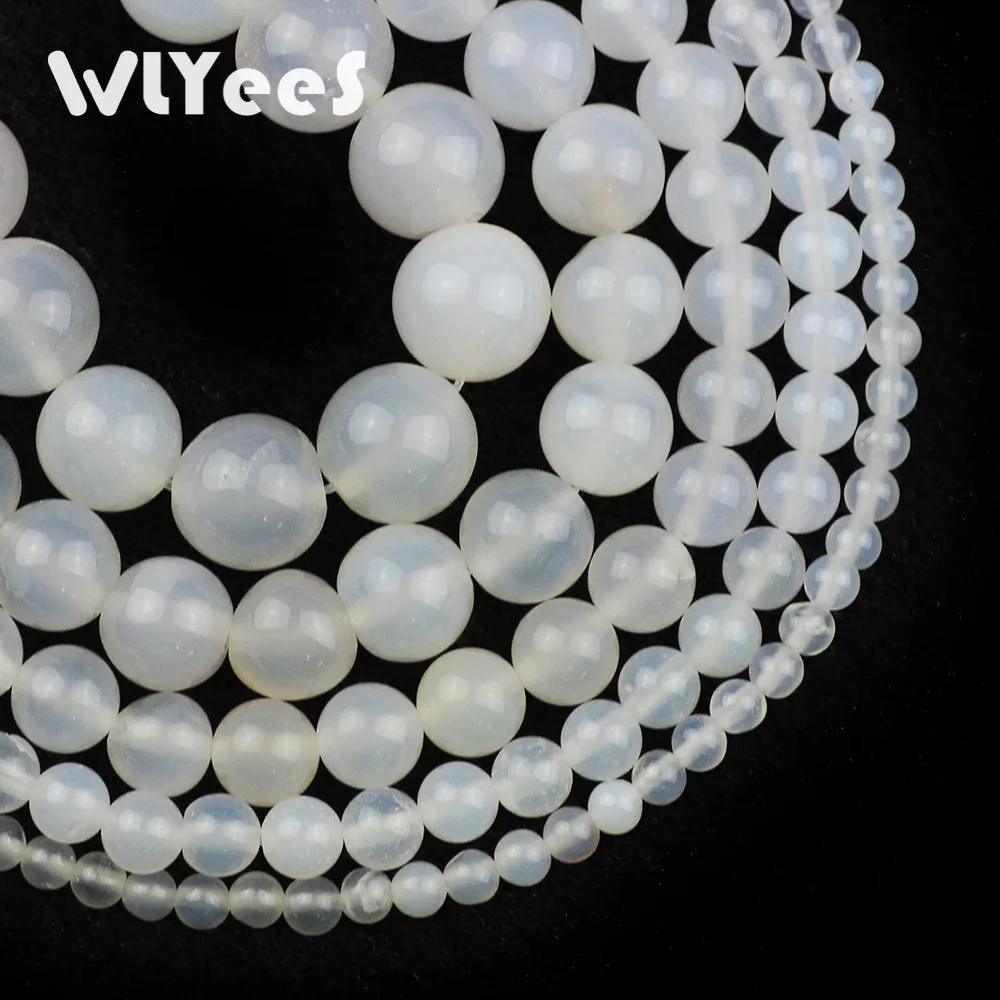 Круглые шарики WLYeeS из натурального белого сердолиана круглые для изготовления