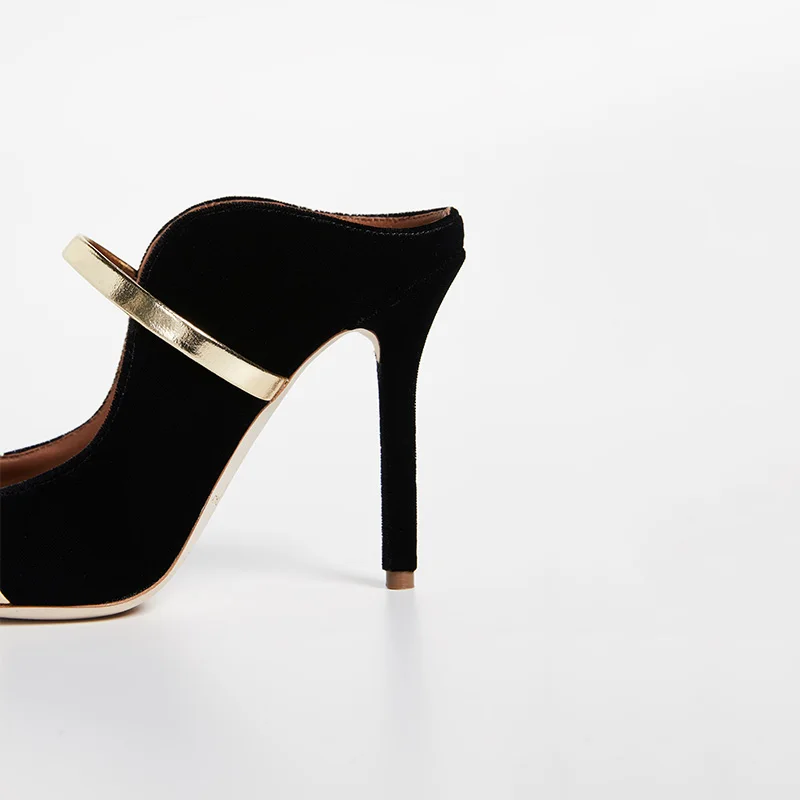 Туфли без пяток на высоких каблуках шпильках черные женские туфли лодочки с