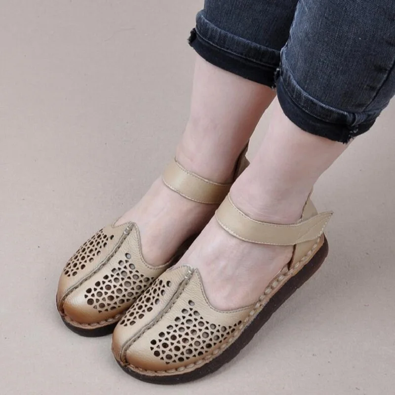 2019 Большие размеры обувь на плоской подошве из натуральной кожи туфли женская
