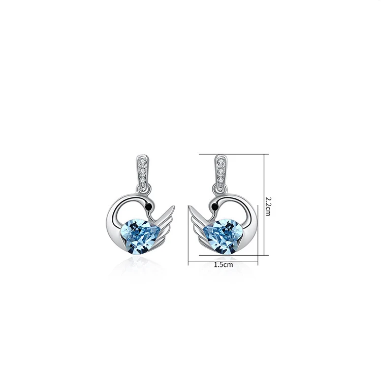 BeBella милые серьги в виде лебедей с кристаллами от Swarovski модные ювелирные изделия