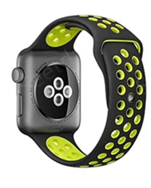 Black Yellow Для Apple Watch, версии 3, 2, 1 ремешок спортивный браслет силиконовый ремешок 42 мм, 38 мм, браслет из нержавеющей стали Смарт-часы напульсник Для мужчин Для женщин ремень резиновый наручных часов iWatch, ремешок - Цвет ремешка: Black Yellow