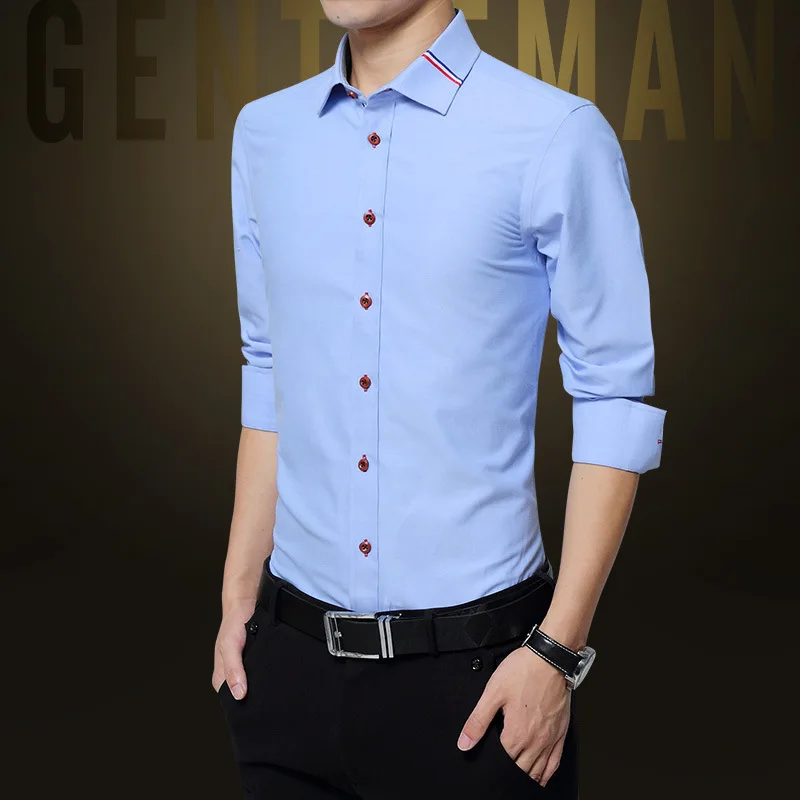 IRicheraf мужские рубашки с длинным рукавом однотонные повседневные тонкие отложным