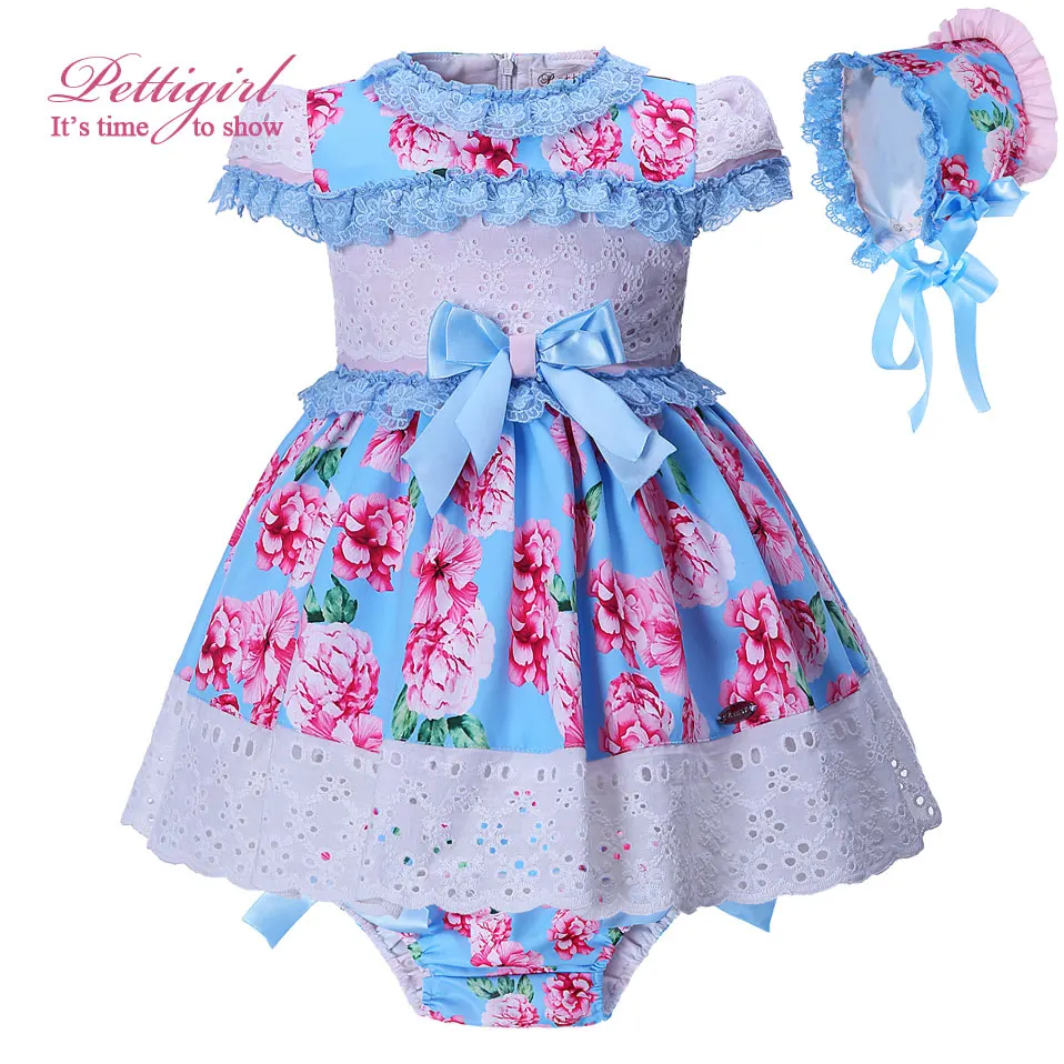Pettigirl/3 шт Бутик Летние для маленьких девочек платье с цветочным принтом + штаны Pom