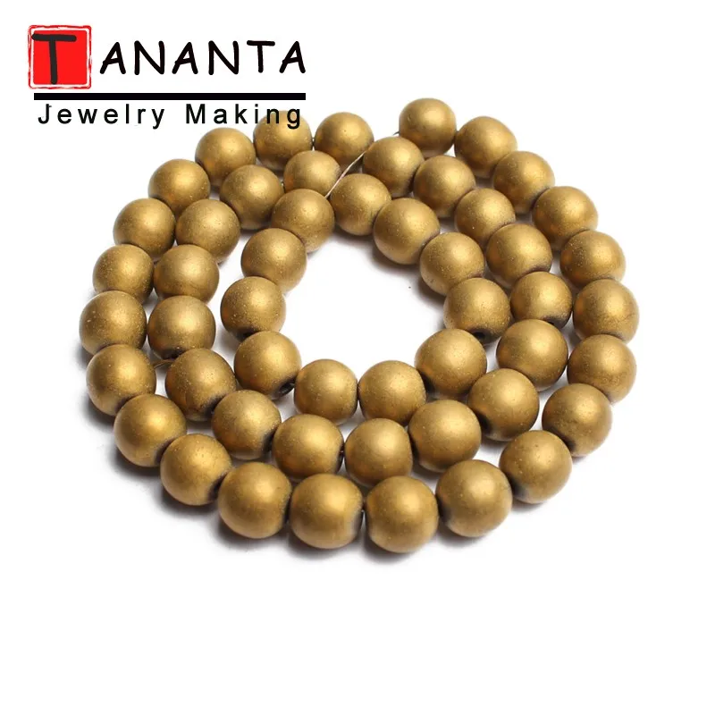 Matte Gold Round Бусины из натурального камня граненые матовые розовые золотые черные гематитовые Круглые бусины для самостоятельного изготовления ювелирных изделий браслет ожерелье 4 6 8 10 мм 15'' - Цвет: Matte Gold Round