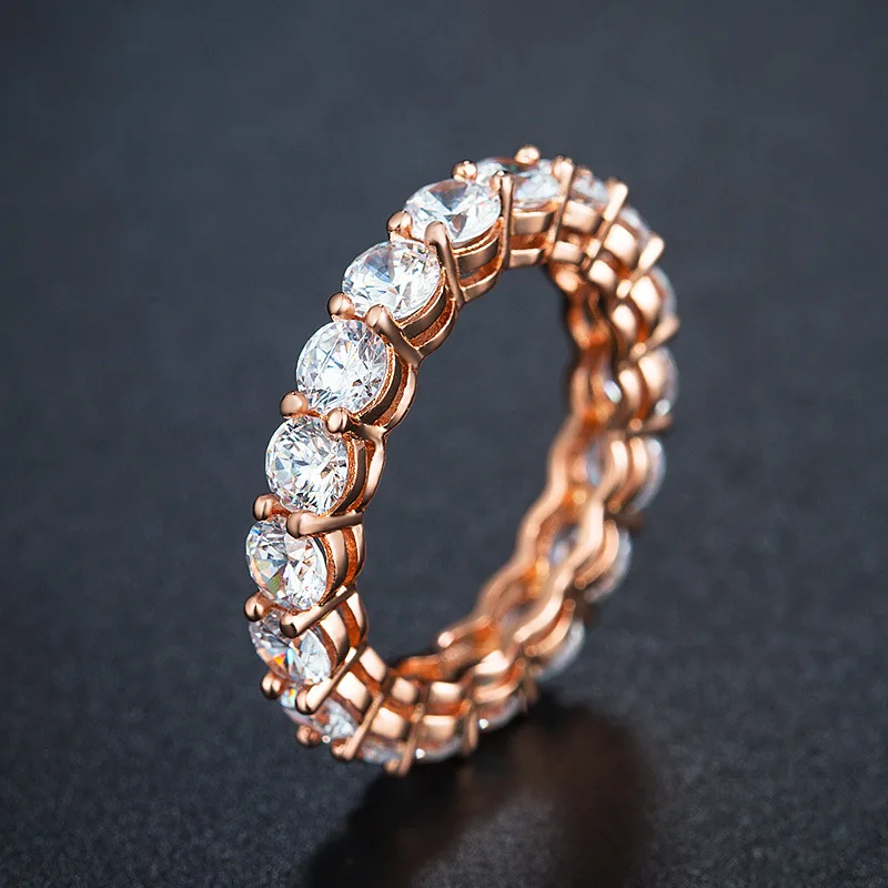 Rose Gold Big Round Rings for Women Zircon Bling Stone Fashion Weeding Engagement Jewelry 2019 New | Украшения и аксессуары