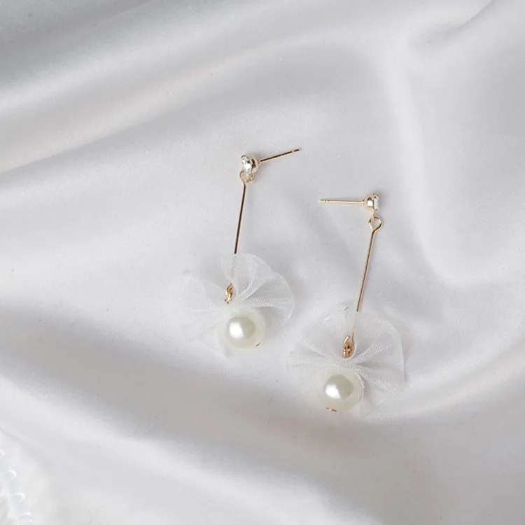 Новый продукт новые модные серьги простые женские с сердечком и бантом из ленты