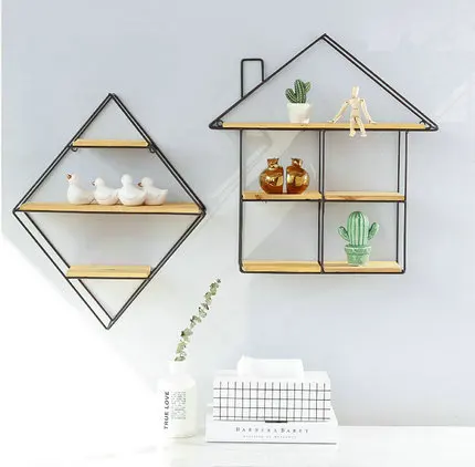 

Nordic Design Wall Grid Hanging Shelf Decorative Wall Shelf Ornaments Flower Pot Display Shelf