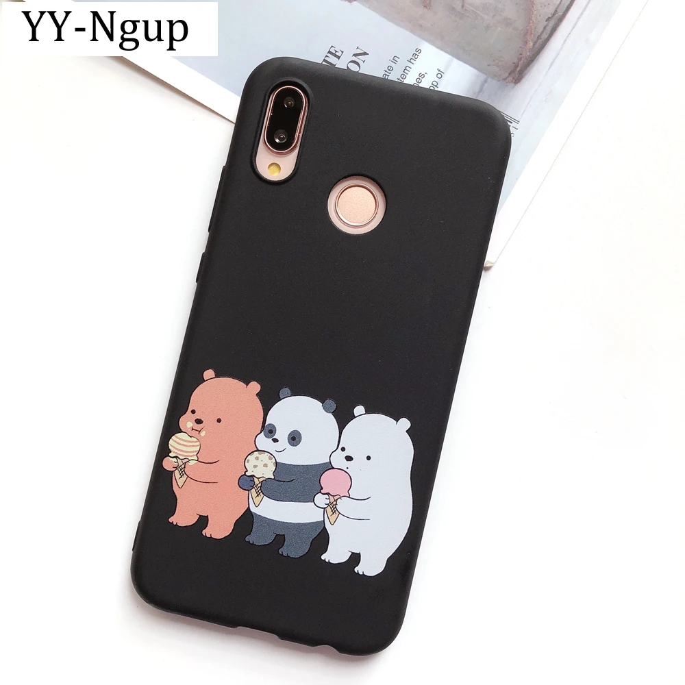 Y6 Y9 силикона, Не доставая его из чехла для huawei Y5 Y6 Y7 Prime чехол для телефона Kawaii панда покрытие с медведем для huawei Y5 Y6 Y7 Prime Y9 чехлы
