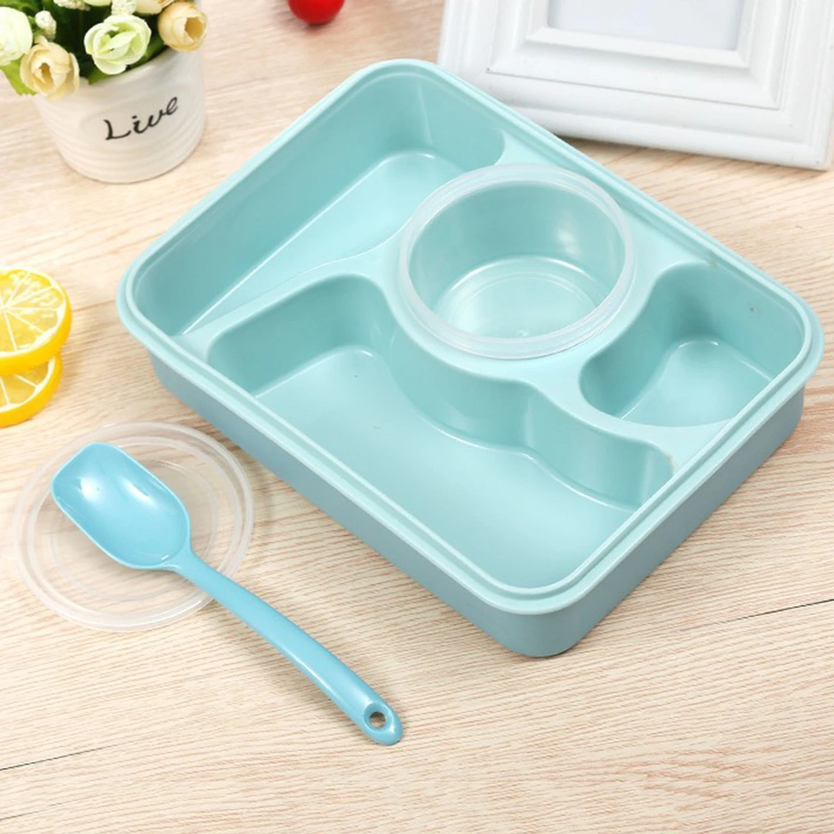 Детский Ланч-бокс Bento портативная коробка для бенто школы синий розовый детская микроволновая печь пищевой контейнер Кухонный Контейнер для хранения Ланчбокс пищевой термос - Цвет: 1A-blue