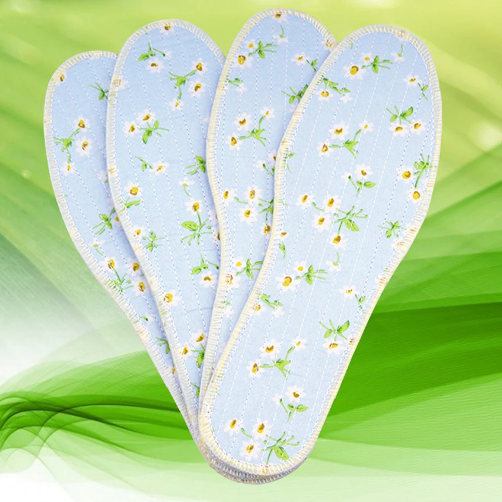 Стельки из хлопка для обуви дышащие удобные тонкие дезодорирующие с цветочным