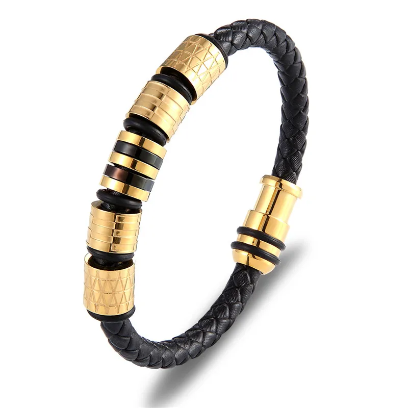 Винтажные золотые Роскошные браслеты из натуральной кожи манжеты для мужчин