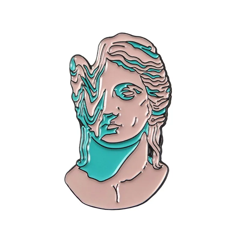 Style 5 Cartoon characters Art Style of Abstract Space Brooches Pins Distortion dislocation Gypsum sculpture badge Enamel Jewelry Gift - Окраска металла: Style 5