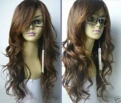parrucca perruque free shipping~~~Fashion long brown wavy curly Cosplay wig |