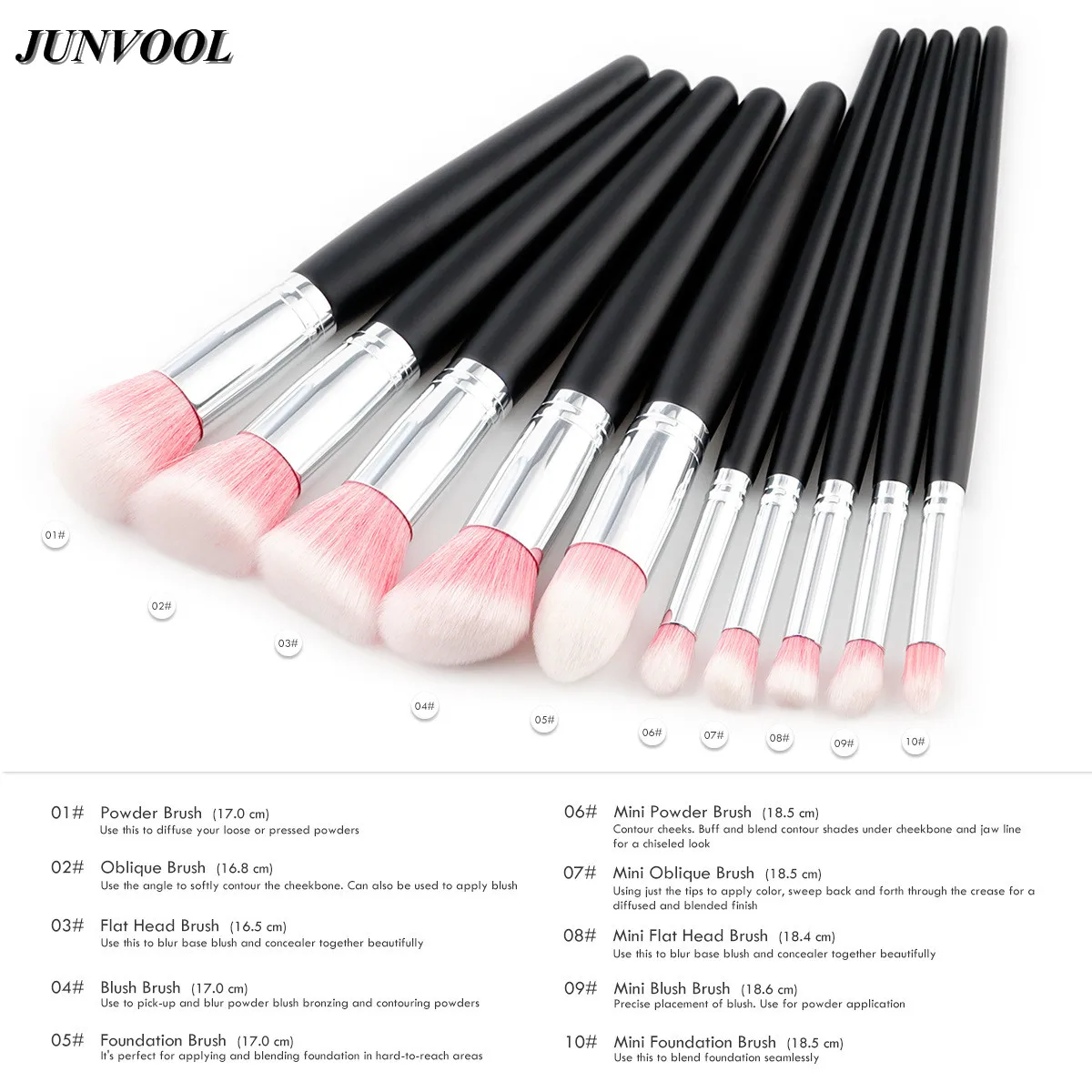 10Pcs Professional Makeup Brush Sets Pink Soft Synthetic Hair Make Up Tools Kit Foundation Cosmetic Beauty Brushes | Красота и