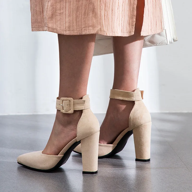 

Asumer 2021 new arrive fashion new arrival women pumps pointed toe square heels buckle shoes elegant sweet party women shoes